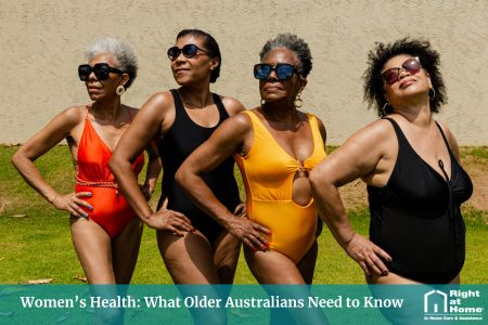Four joyful older women enjoying time outdoors, embracing a healthy, connected lifestyle.